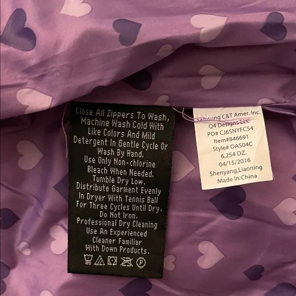 Snozu Teal Puffer Coat with Lavender Logo SZ 18 months - Picture 4 of 5